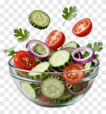Fresh Salad Bowl With Tomatoes And Cucumbers PNG