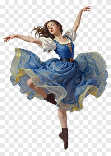 Ballet Dancer In Blue Dress PNG