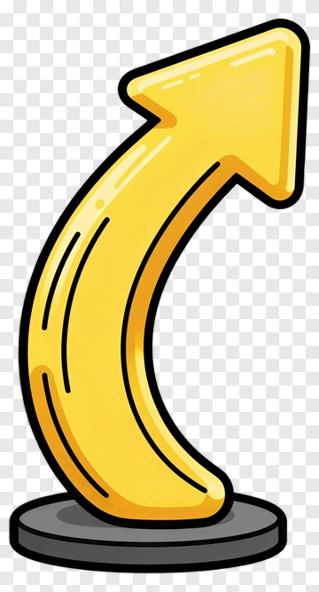 Yellow Curved Arrow PNG