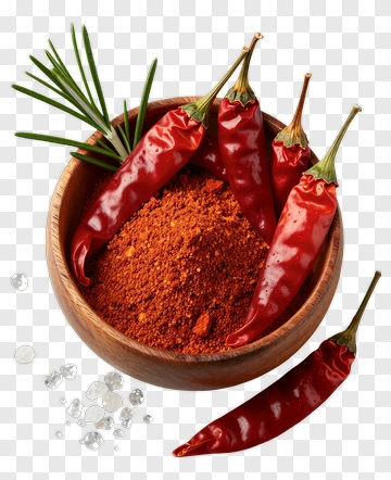 Bowl Of Chili Peppers And Chili Powder PNG