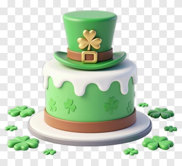 St. Patrick's Day Cake With Shamrocks PNG