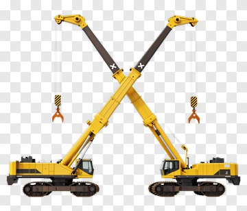 Yellow Construction Cranes With Hooks PNG