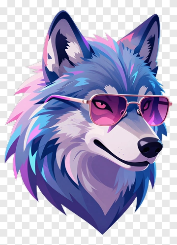Stylish Wolf Wearing Sunglasses PNG