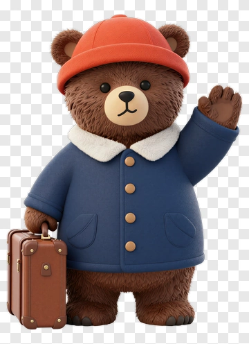 3D Bear Holding A Suitcase PNG