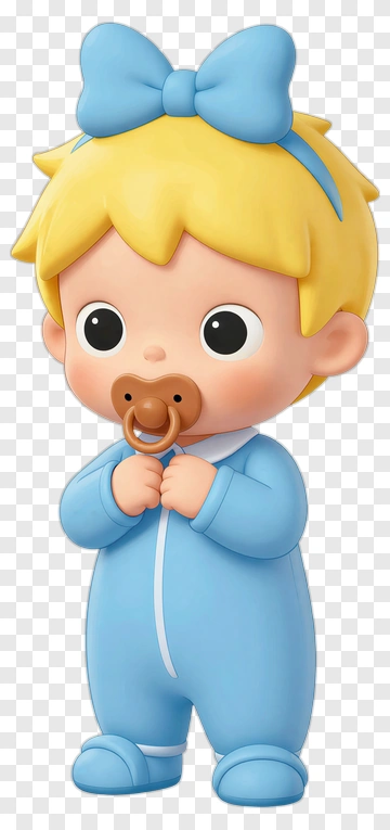 Cartoon Baby Holding A Pacifier PNG