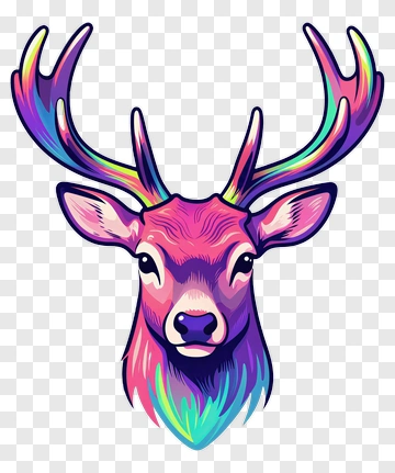 Colorful Deer Head PNG