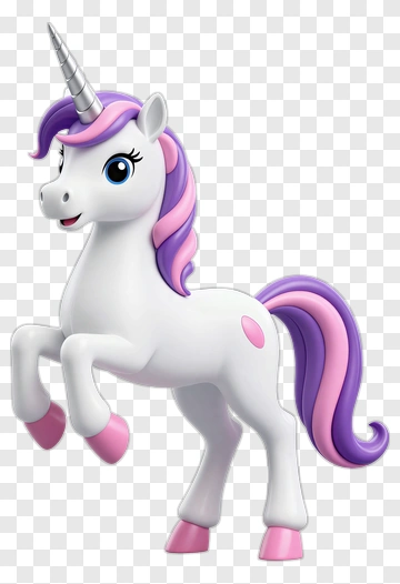 Cartoon Unicorn With Colorful Mane PNG