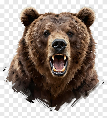 Realistic Bear Roaring PNG
