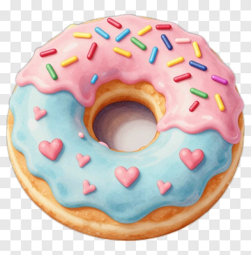 Colorful Donut With Sprinkles And Hearts PNG