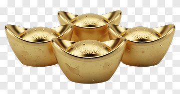 Golden Decorative Bowls PNG