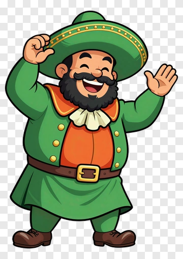 Cartoon Man In Green Outfit Waving PNG