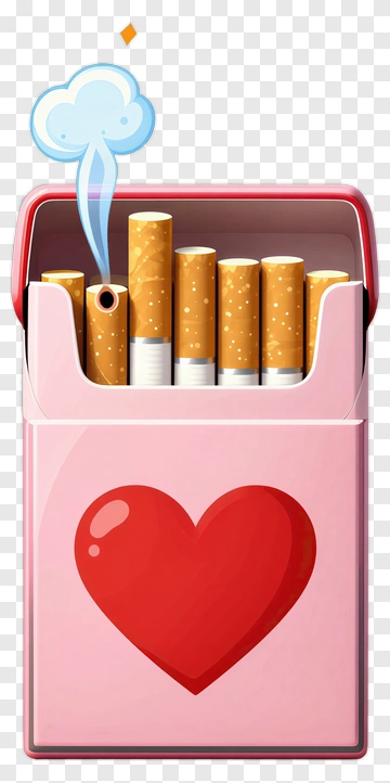 Cigarette Pack With Heart Design And Smoke PNG