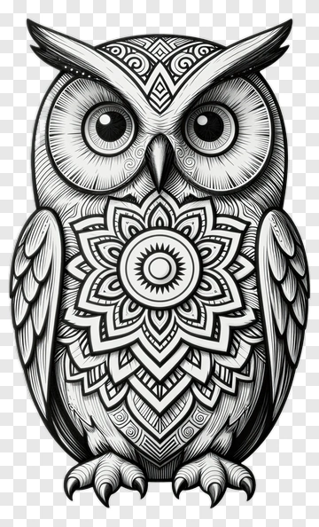 Intricate Owl Design With Mandala Patterns PNG