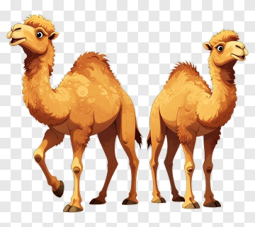 Cartoon Camel Walking And Standing PNG