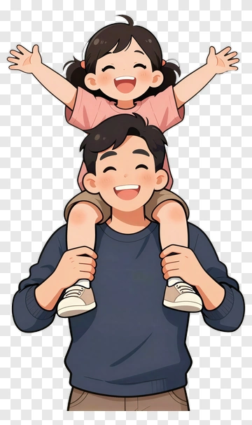 Happy Family With Child On Shoulders PNG