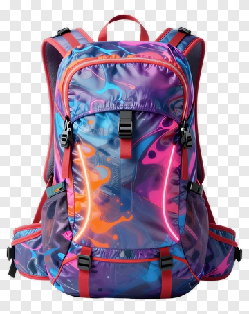 Colorful Backpack With Abstract Design PNG