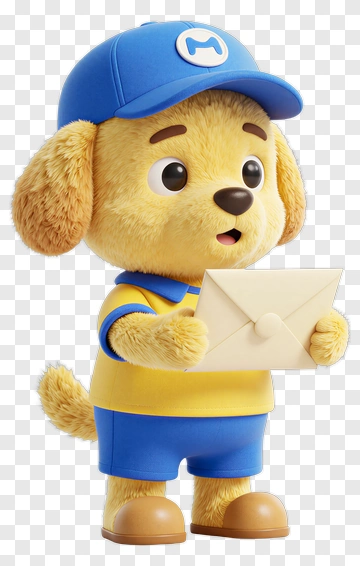 3D Dog Holding An Envelope PNG