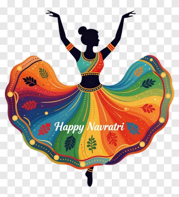 Colorful Dancer Celebrating Navratri PNG