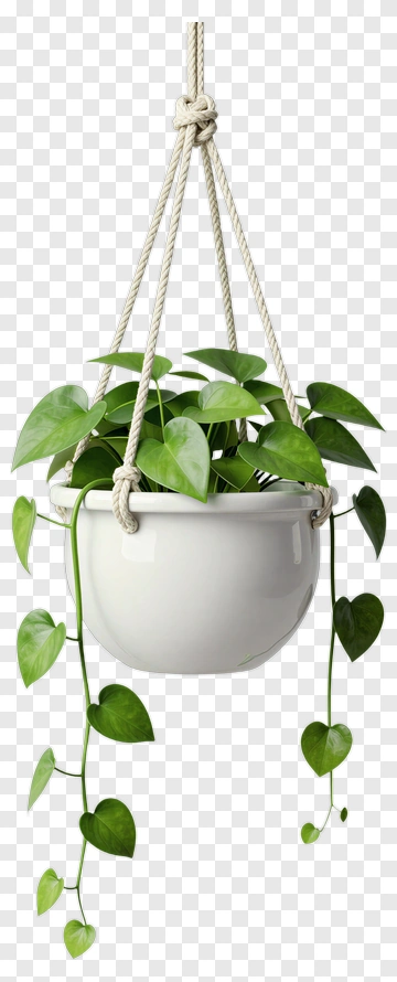 Hanging Potted Plant With Green Leaves PNG