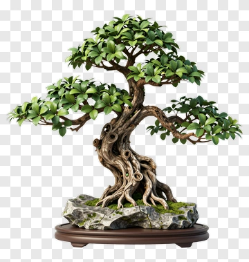 Bonsai Tree On A Rock Base PNG