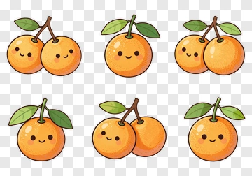 Cartoon Oranges With Smiling Faces PNG