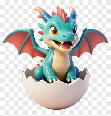 Cartoon Dragon Hatching From Egg PNG