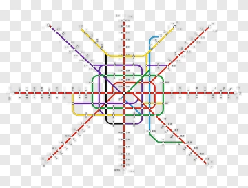 Colorful Subway Map With Multiple Lines PNG