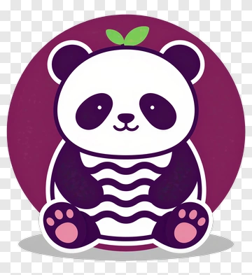 Cartoon Panda Sitting With A Leaf PNG