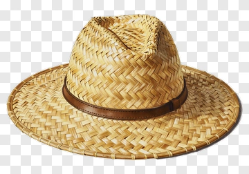 Straw Hat With Brown Band PNG