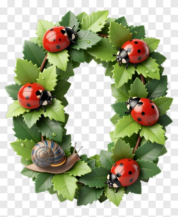 Colorful Leaf Wreath With Ladybugs And Snail PNG