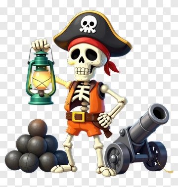 Cartoon Pirate Skeleton Holding A Lantern PNG