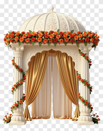 Decorative Wedding Canopy With Flowers PNG