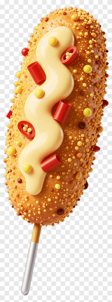 Colorful Corn Dog With Toppings PNG