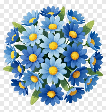 Blue Daisy Flower Bouquet PNG