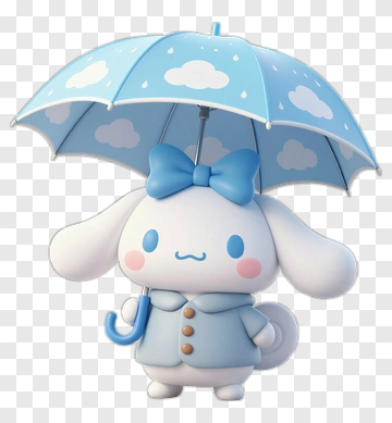 Cute Cartoon Rabbit Holding A Blue Umbrella PNG