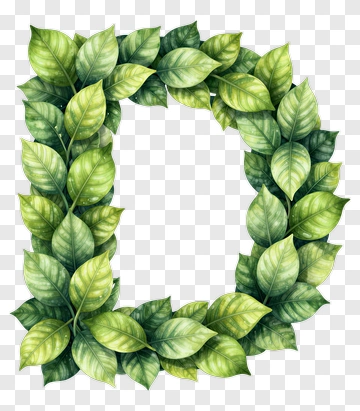 Leafy Letter D Frame PNG