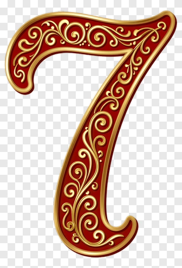 Decorative Number 7 With Floral Design PNG
