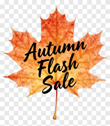 Autumn Leaf With Flash Sale Text PNG