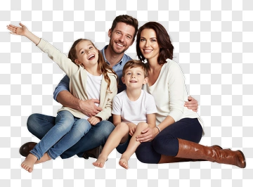 Happy Family Sitting Together PNG
