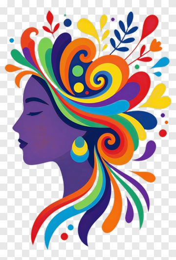 Colorful Profile Silhouette With Vibrant Hair Design PNG