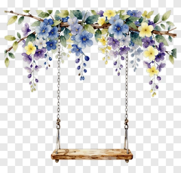 Floral Swing With Colorful Flowers PNG