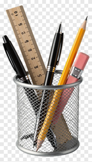 Stationery Holder With Pens And Ruler PNG