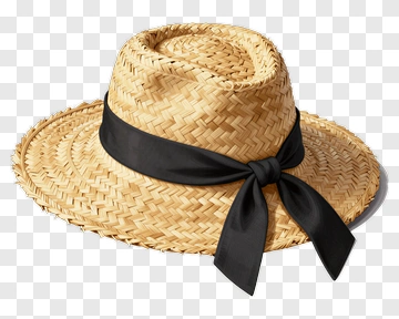 Straw Hat With Black Ribbon PNG