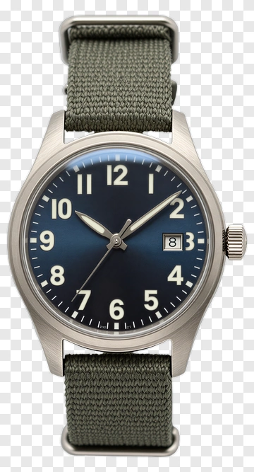Military Style Watch With Green Nylon Strap PNG