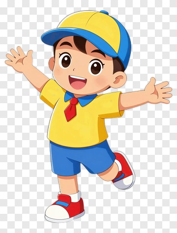 Cartoon Boy In Yellow And Blue Outfit PNG