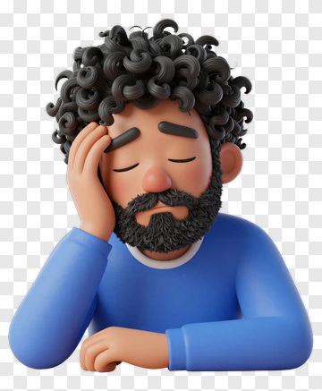 3D Man Looking Thoughtful PNG