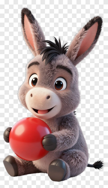 Cartoon Donkey Holding A Red Ball PNG