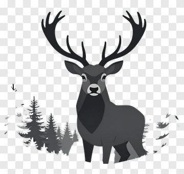 Stylized Deer In A Forest Scene PNG