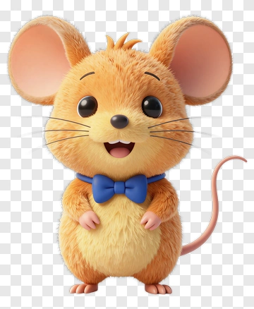 Cartoon Mouse With Blue Bow Tie PNG