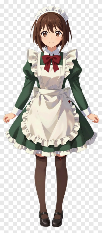 Anime Maid In Green Dress PNG